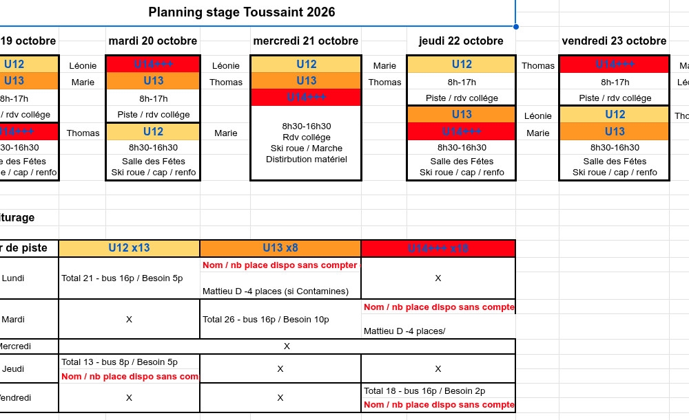Planning stage Toussaint 2026
